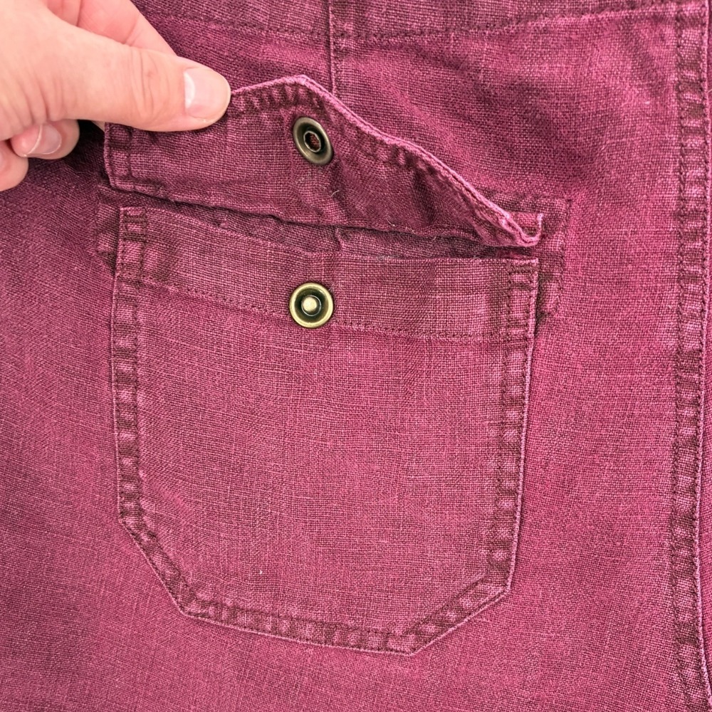 Sanctuary 100% Linen Burgundy Utility Shorts Drawstring Zip Fly Raw‎ Hem NWOT 29 - Picture 6 of 7